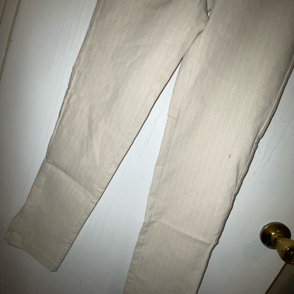 Soho Apparel Women's Cream Pinstripe Pants